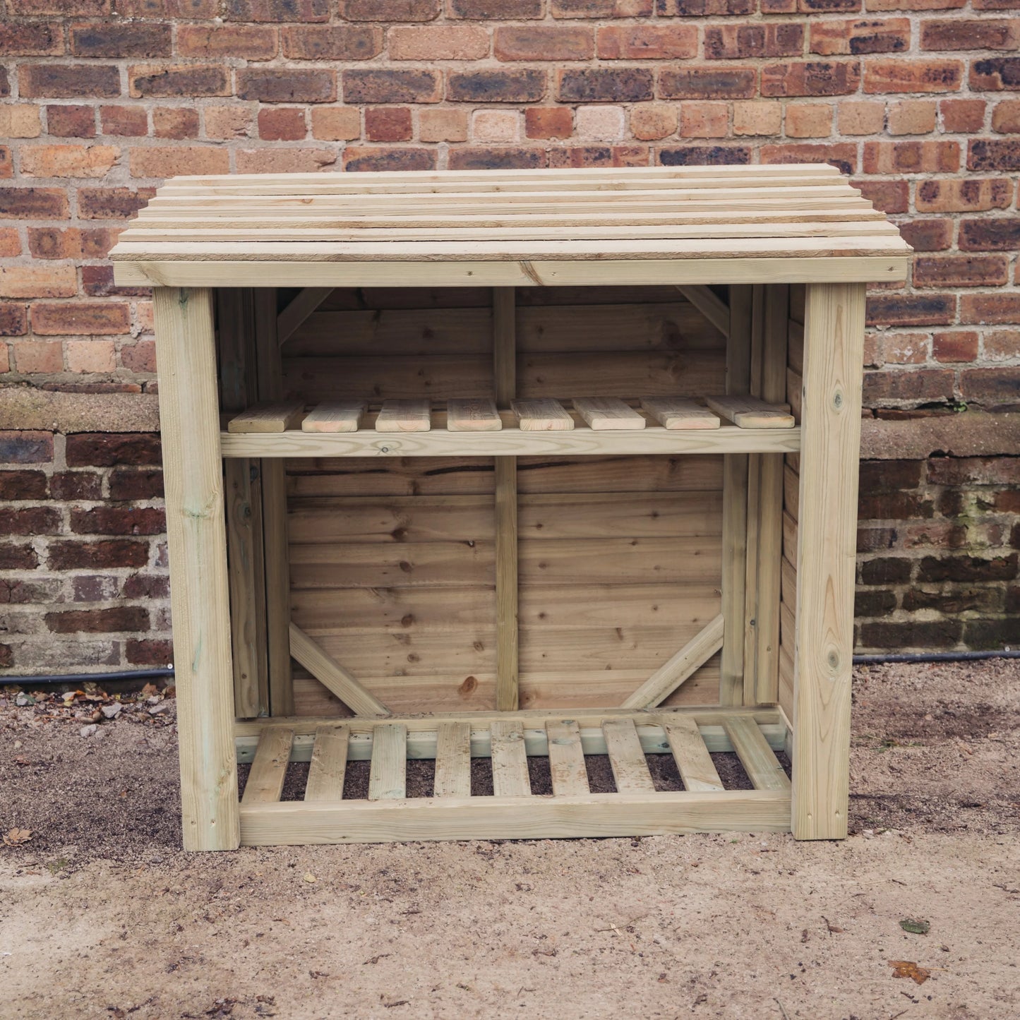 Log Store With Kindling Shelf