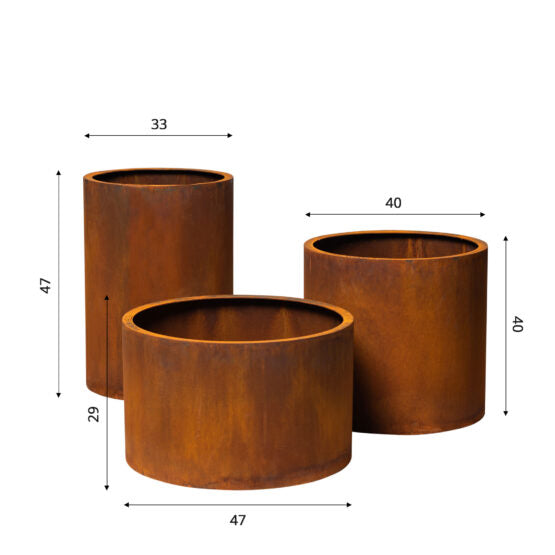 GrillSymbol Corten Steel Flower Pot Set Little Sisters