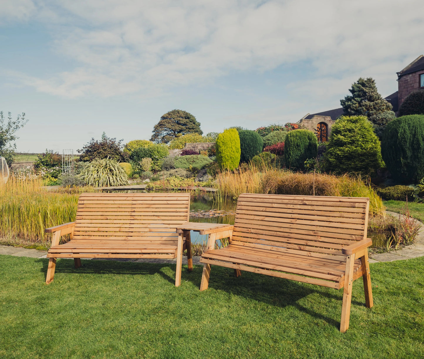 Valley 6 Seat Set 2 X 3 Seat Benches Angled