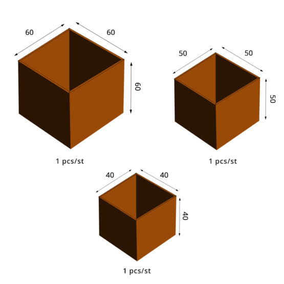 GrillSymbol Corten Steel Planters Set of 3 Clara Large