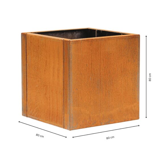 GrillSymbol Corten Steel Planter Clara XXL, 80x80x80 cm