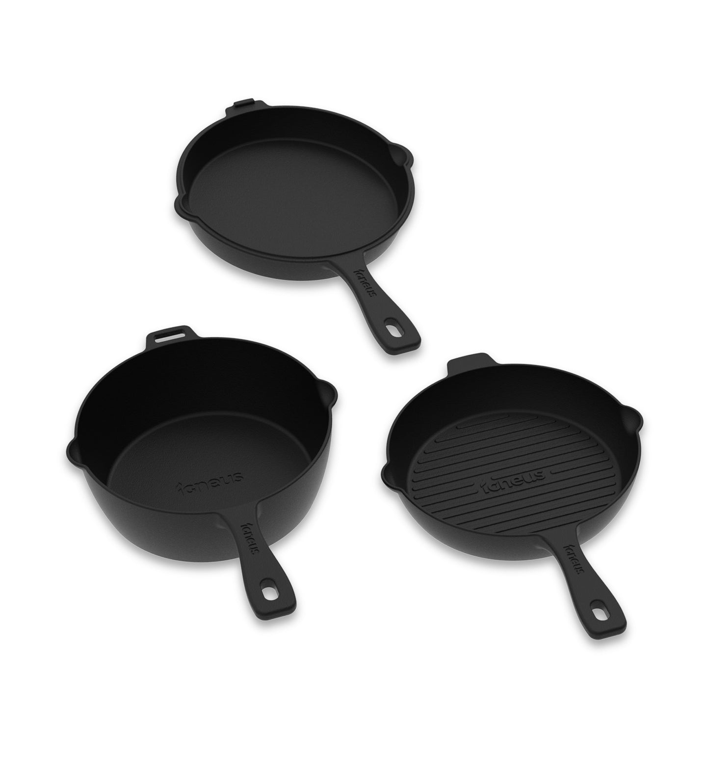 Igneus 3 Part Cast Iron Pan Set