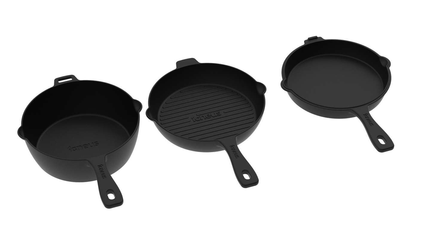 Igneus 3 Part Cast Iron Pan Set