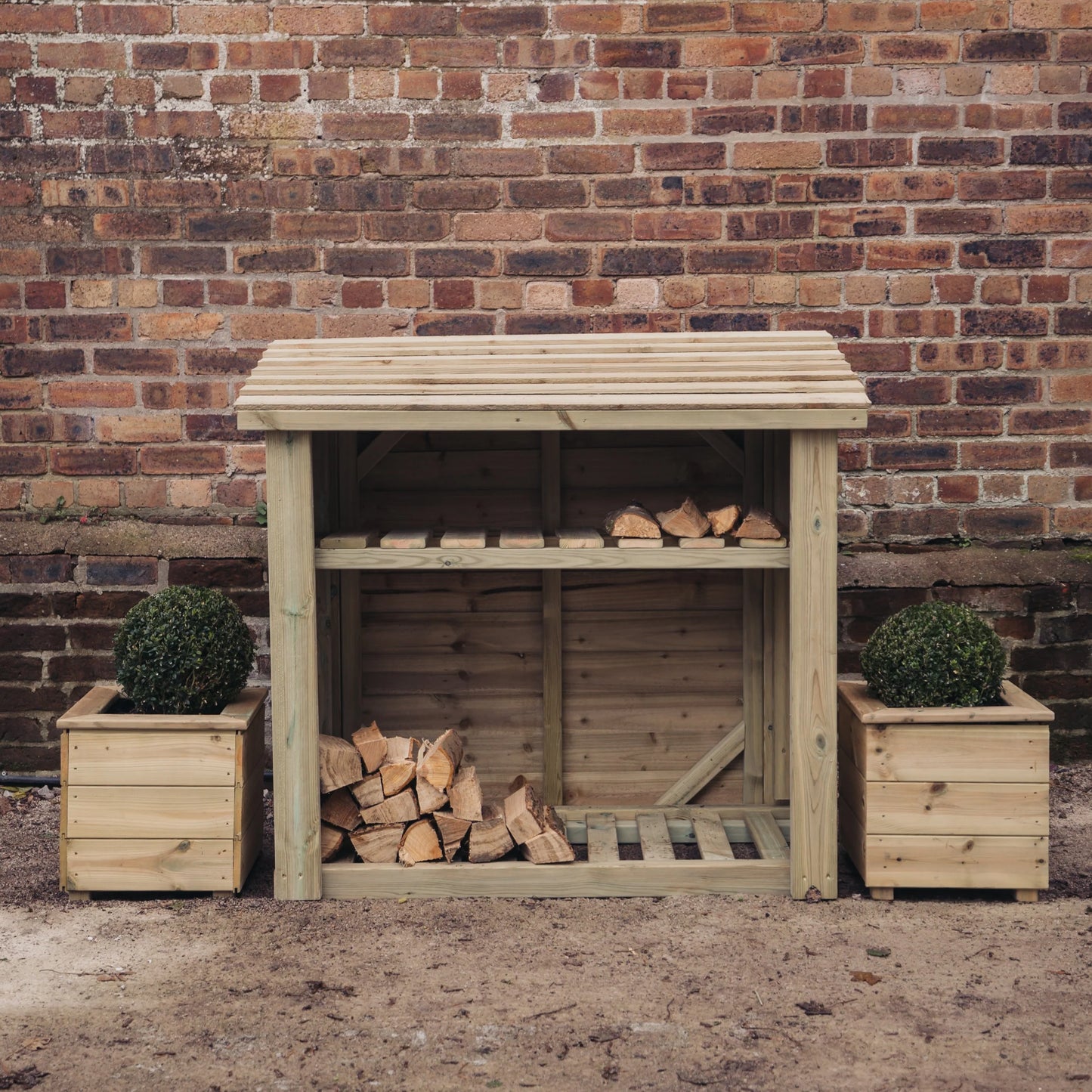 Log Store With Kindling Shelf