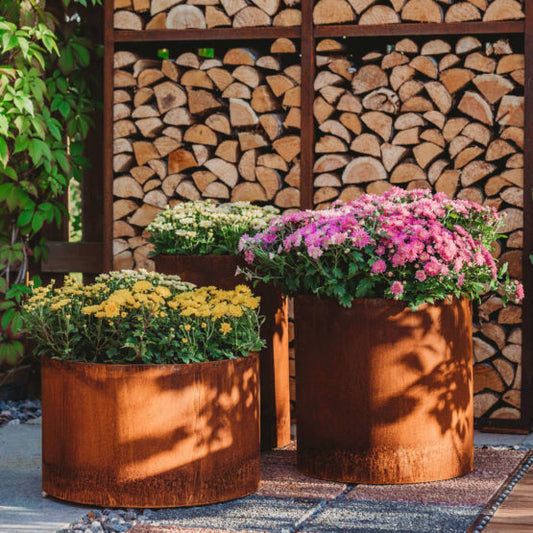 GrillSymbol Corten Steel Flower Pot Set Little Sisters