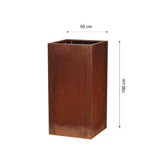 GrillSymbol Corten Steel Planter Manhattan, 50x50x100 cm