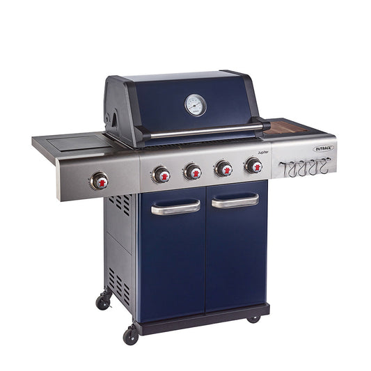 The Outback Jupiter 4 Burner Hybrid BBQ With Chopping Board