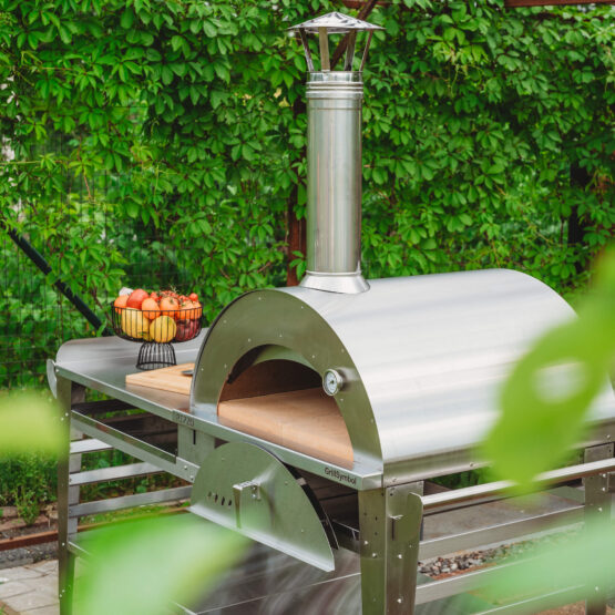 GrillSymbol Wood Fired Pizza Oven with Stand and Side Table