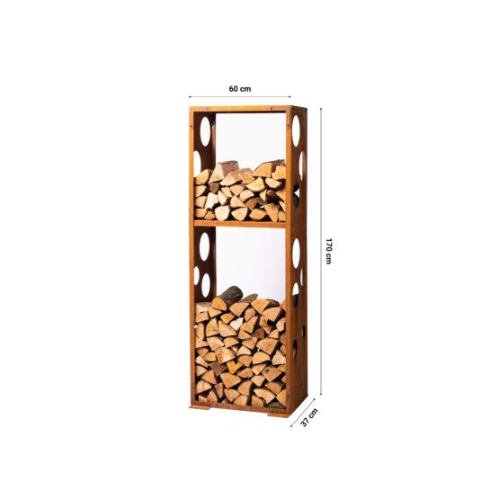 GrillSymbol Corten Steel Firewood Rack WoodStock L 60*37*170 cm